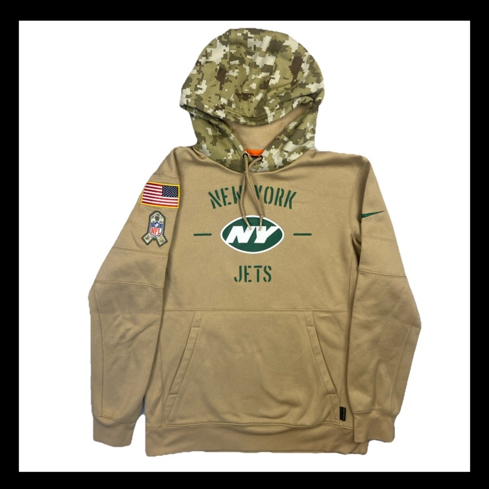 New York Jets Nike Dri-fit Hoodie Men’s Medium Camo Hooded Salute to Service Tan